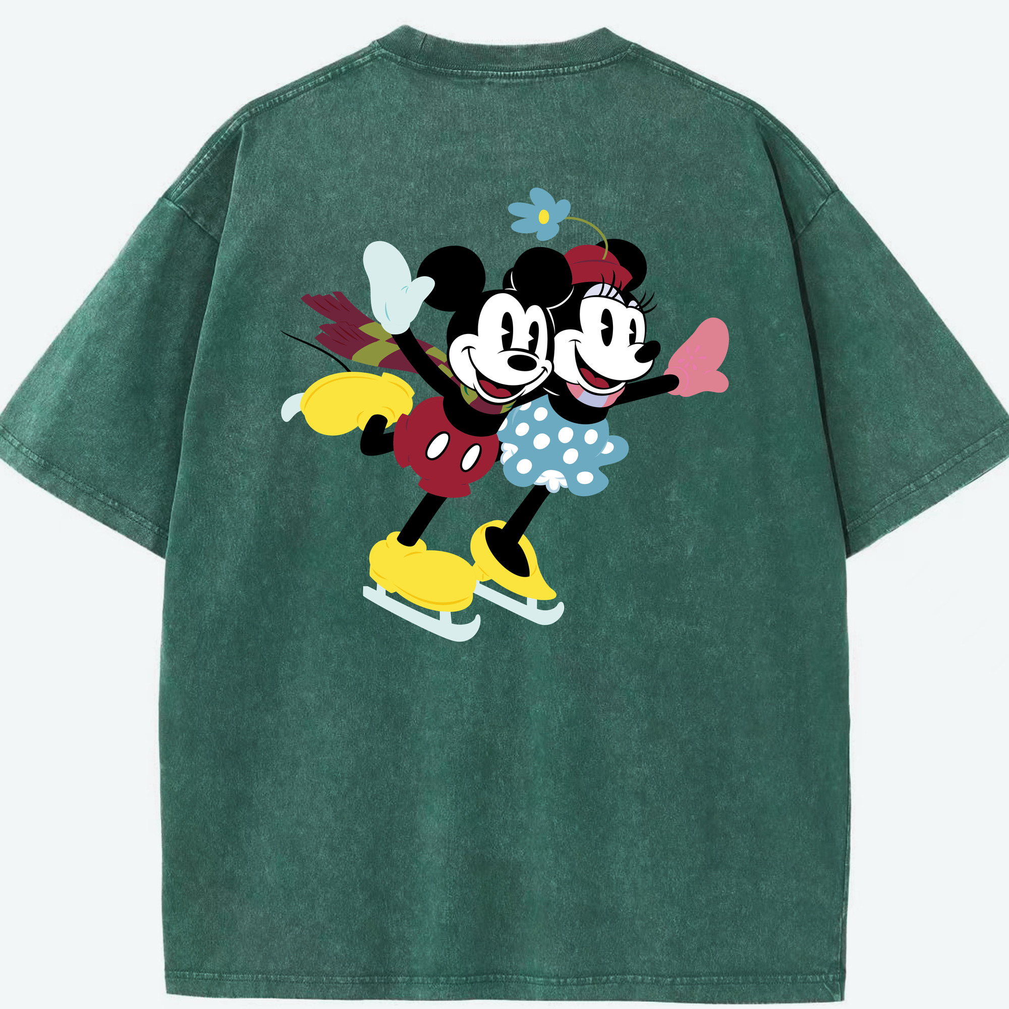 （画像用） ミッキーマウス Mickey Mouse 綿100% ヴィンテージ風 半袖Tシャツ（背面プリント）